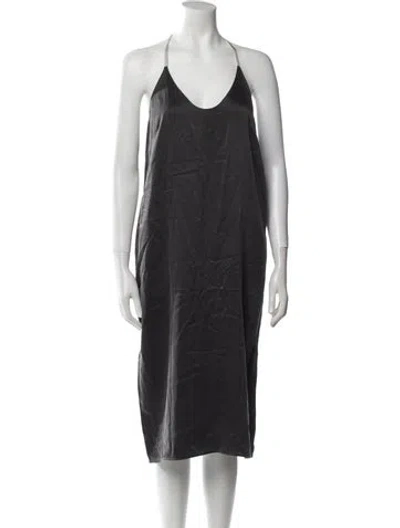 Pre-owned Lunya Silk Midi Length Dress In Gray