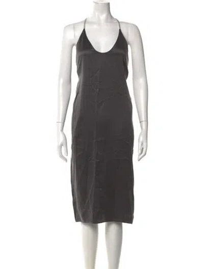 Pre-owned Lunya Silk Midi Length Dress In Gray
