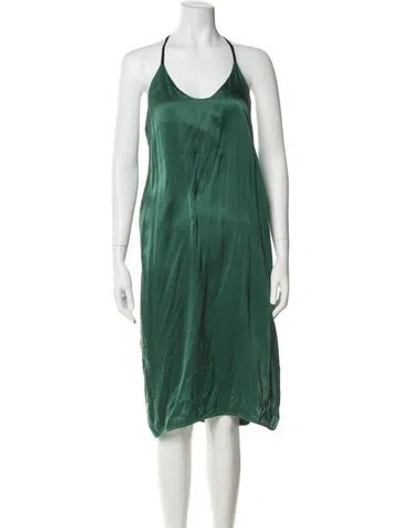 Pre-owned Lunya Silk Midi Length Dress In Green