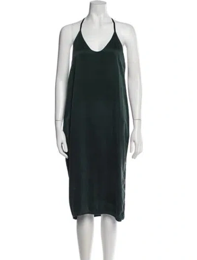 Pre-owned Lunya Silk Midi Length Dress In Green