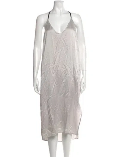 Pre-owned Lunya Silk Midi Length Dress In Neutral