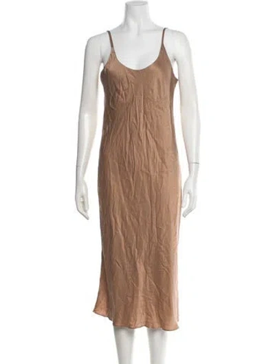 Pre-owned Lunya Silk Midi Length Dress In Neutral