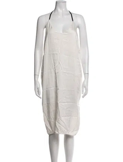 Pre-owned Lunya Silk Midi Length Dress In Neutrals