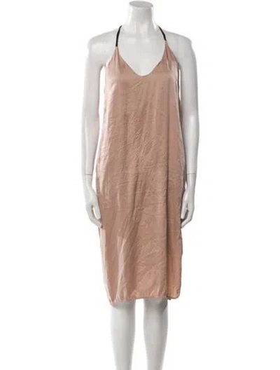 Pre-owned Lunya Silk Midi Length Dress In Pink