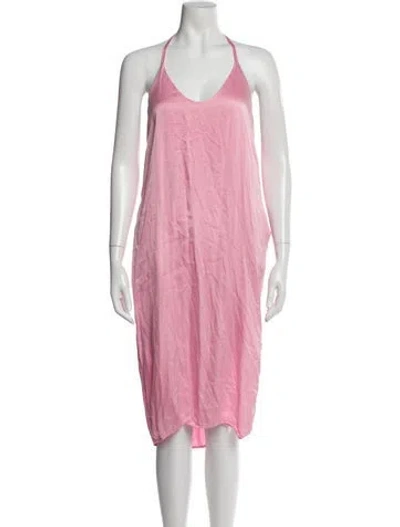 Pre-owned Lunya Silk Midi Length Dress In Pink