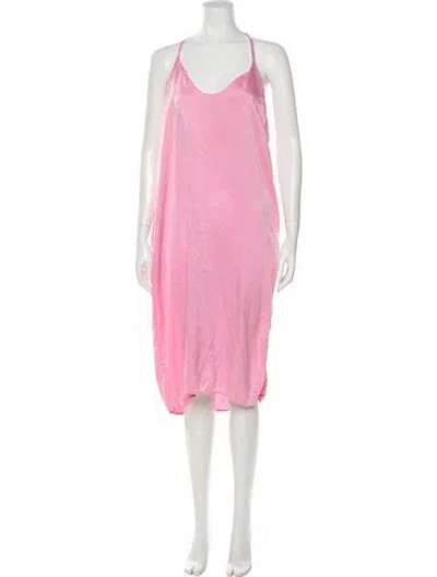 Pre-owned Lunya Silk Midi Length Dress In Pink