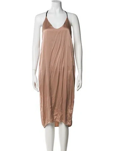 Pre-owned Lunya Silk Midi Length Dress In Pink