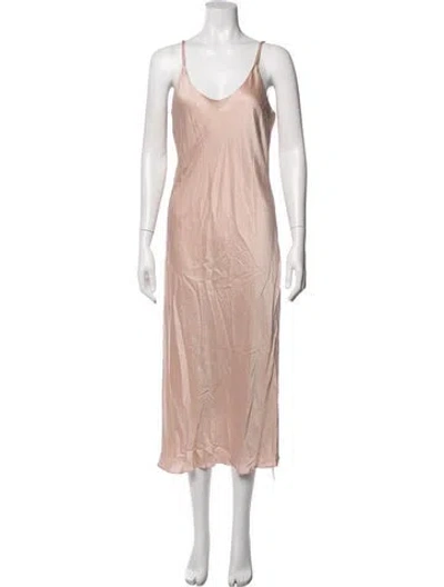 Pre-owned Lunya Silk Midi Length Dress In Pink