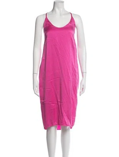 Pre-owned Lunya Silk Midi Length Dress In Pink