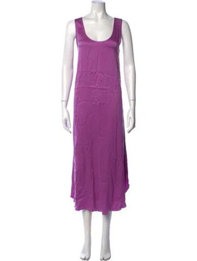 Pre-owned Lunya Silk Midi Length Dress In Purple