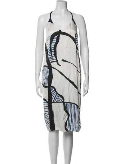 Pre-owned Lunya Silk Midi Length Dress In White