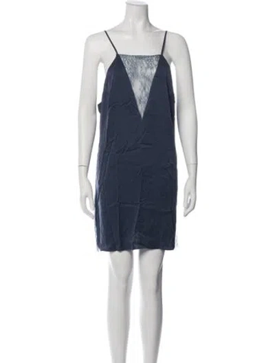 Pre-owned Lunya Silk Mini Dress In Blue