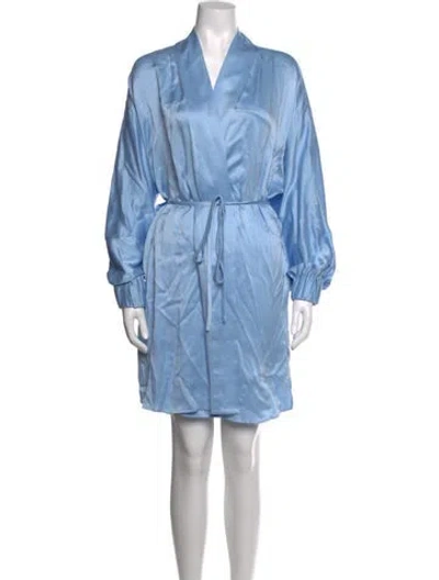 Pre-owned Lunya Silk Mini Dress In Blue