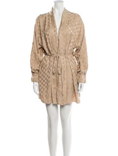 Pre-owned Lunya Silk Mini Dress In Neutrals