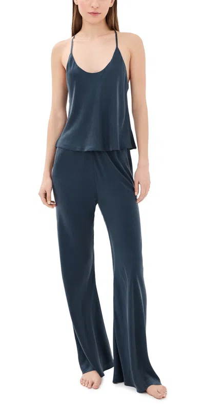 Lunya Silk Pajama Set Deep Blue
