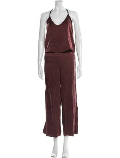Pre-owned Lunya Silk Pajamas In Burgundy