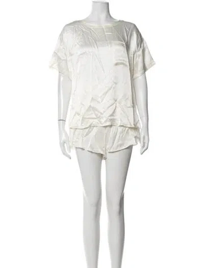 Pre-owned Lunya Silk Pajamas In White