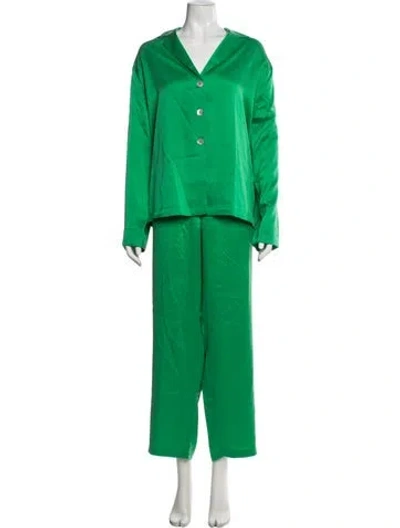 Pre-owned Lunya Silk Pant Set In Green