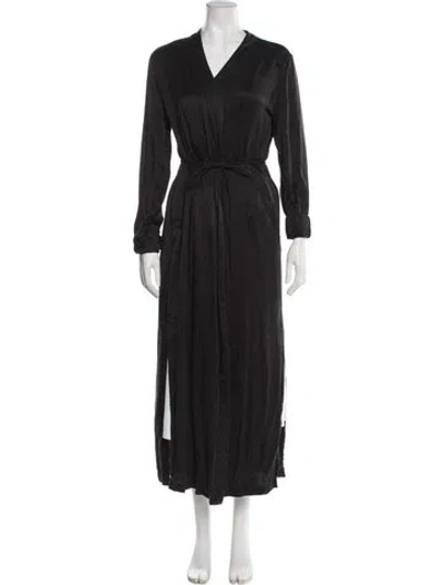 Pre-owned Lunya Silk Pleated Accents Robe In Grey