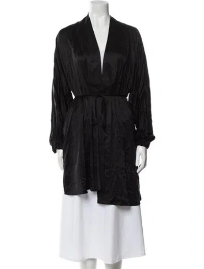Pre-owned Lunya Silk Robe In Black