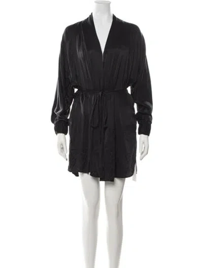 Pre-owned Lunya Silk Robe In Black