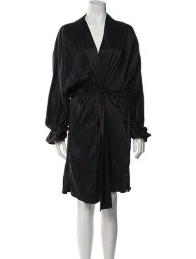 Pre-owned Lunya Silk Robe In Black