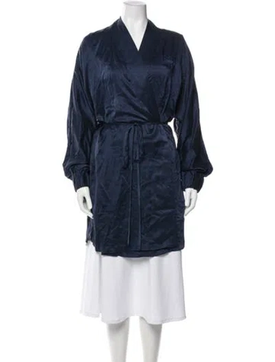 Pre-owned Lunya Silk Robe In Blue