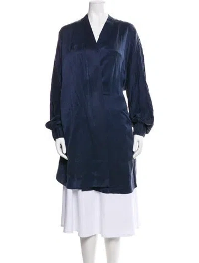 Pre-owned Lunya Silk Robe In Blue