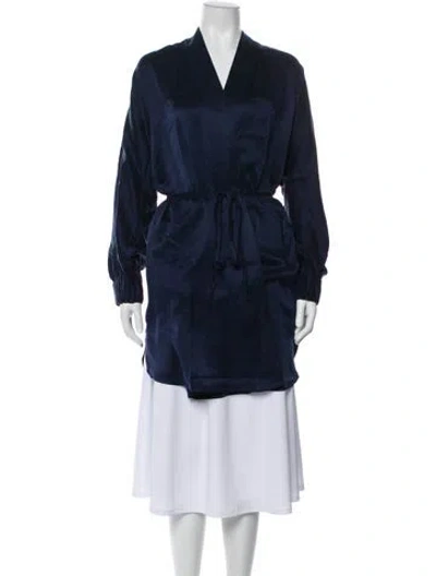 Pre-owned Lunya Silk Robe In Blue