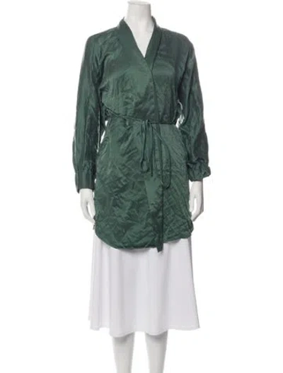 Pre-owned Lunya Silk Robe In Green