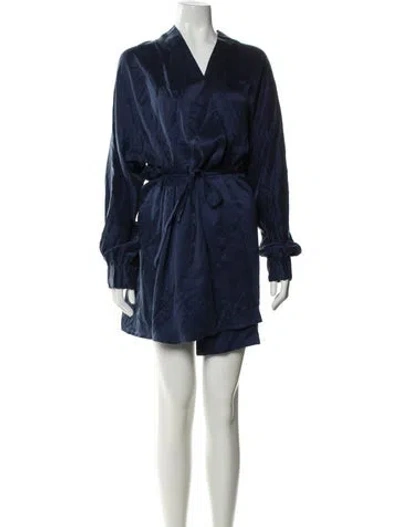 Pre-owned Lunya Silk Robe W/ Tags In Blue