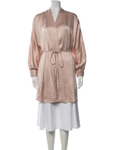 Pre-owned Lunya Silk Robe W/ Tags In Brown/neutrals/pink