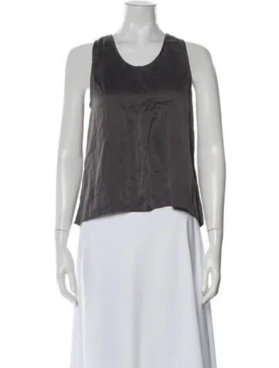 Pre-owned Lunya Silk Scoop Neck Crop Top In Gray