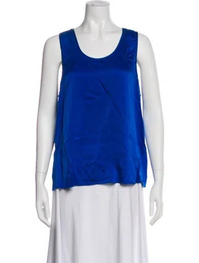 Pre-owned Lunya Silk Scoop Neck Top In Blue