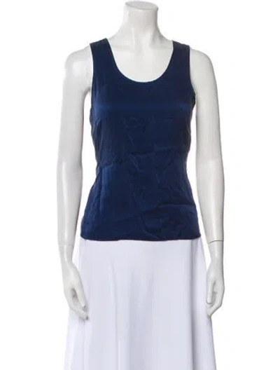 Pre-owned Lunya Silk Scoop Neck Top In Blue