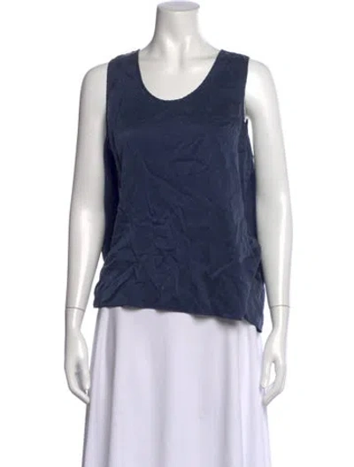 Pre-owned Lunya Silk Scoop Neck Top In Blue