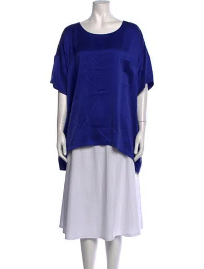 Pre-owned Lunya Silk Scoop Neck Top In Blue