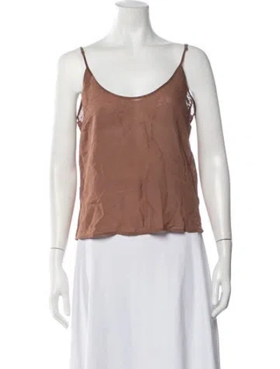 Pre-owned Lunya Silk Scoop Neck Top In Metallic/pink