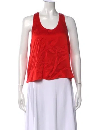 Pre-owned Lunya Silk Scoop Neck Top In Red