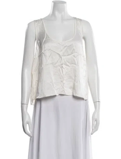 Pre-owned Lunya Silk Scoop Neck Top In White