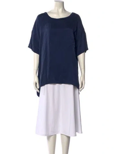 Pre-owned Lunya Silk Scoop Neck T-shirt In Blue