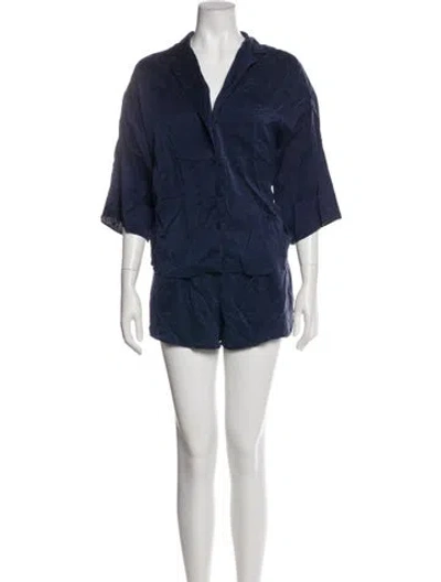 Pre-owned Lunya Silk Short Set In Blue
