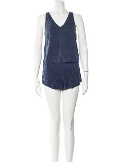 Pre-owned Lunya Silk Short Set In Blue