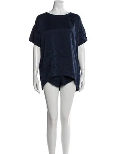 Pre-owned Lunya Silk Short Set In Blue