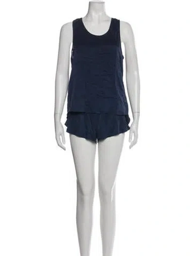 Pre-owned Lunya Silk Short Set In Blue