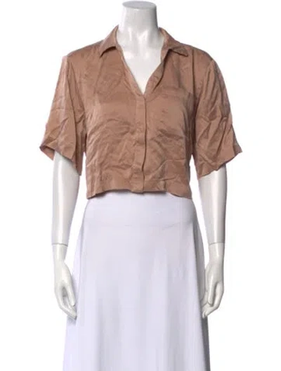 Pre-owned Lunya Silk Short Sleeve Crop Top In Neutral