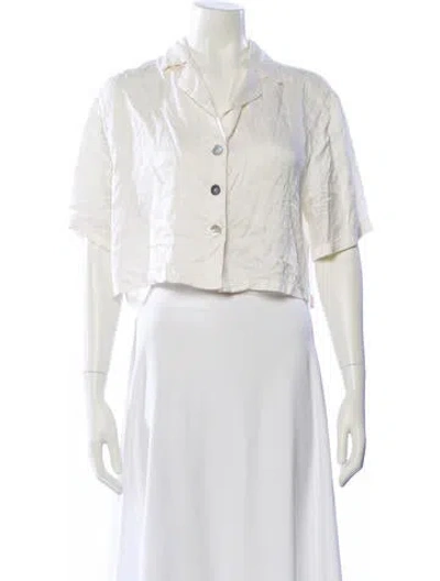 Pre-owned Lunya Silk Short Sleeve Crop Top In White
