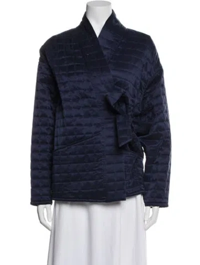 Pre-owned Lunya Silk Striped Evening Jacket In Blue