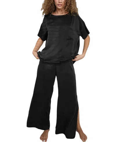 Lunya Silk Tee Pant Set In Blue