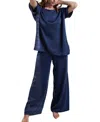Lunya Silk Tee Pant Set In Blue